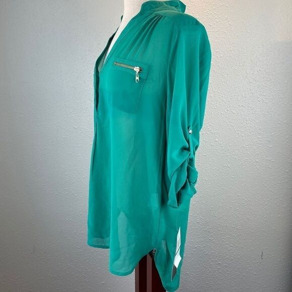 NWT My Michelle Sheer Green Blouse Top Size L - Picture 5 of 14
